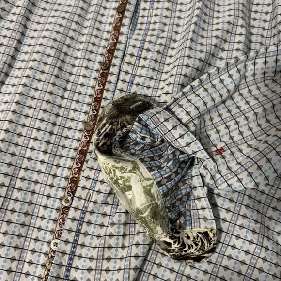 Robert Graham Flip Cuff Shirt‎ Mens L Striped Colorful Button Dress Long Sleeve - Picture 2 of 9